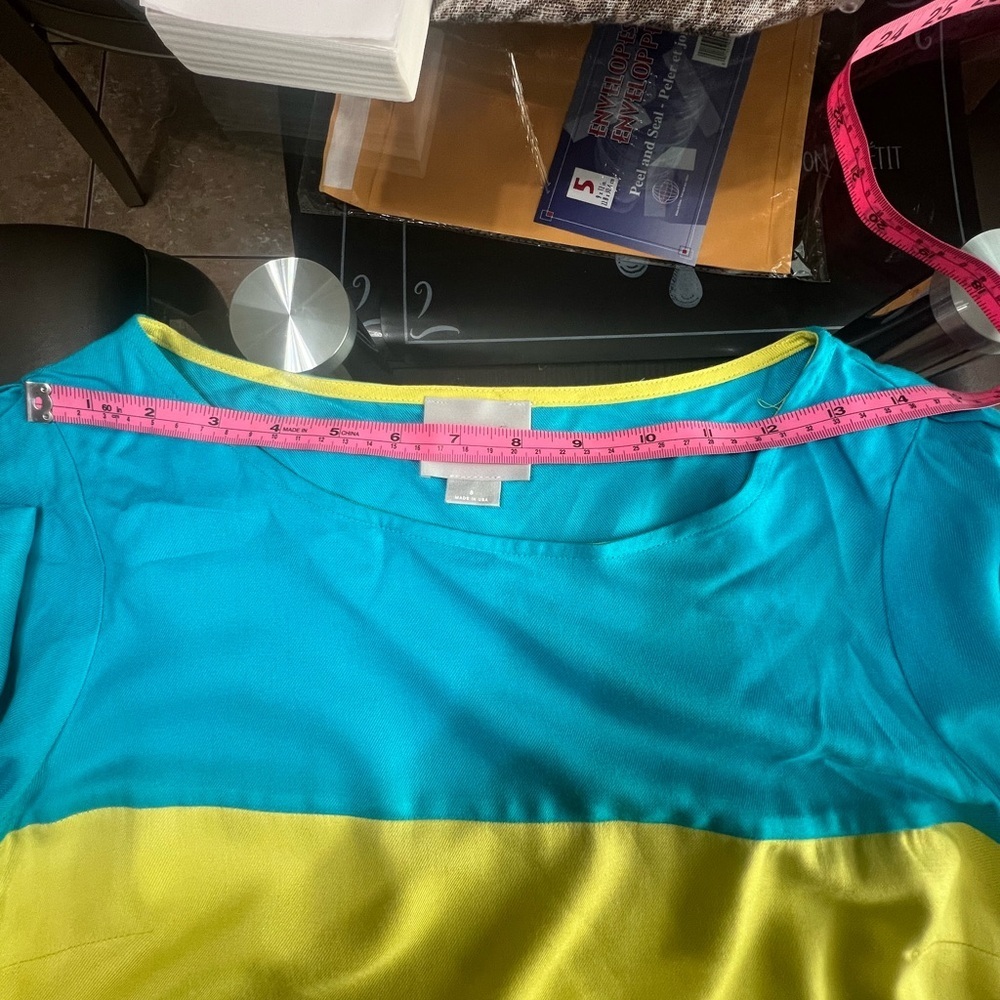 Anthropologie Maeve Long Sleeve Dress - Blue and Yellow - Picture 5 of 6